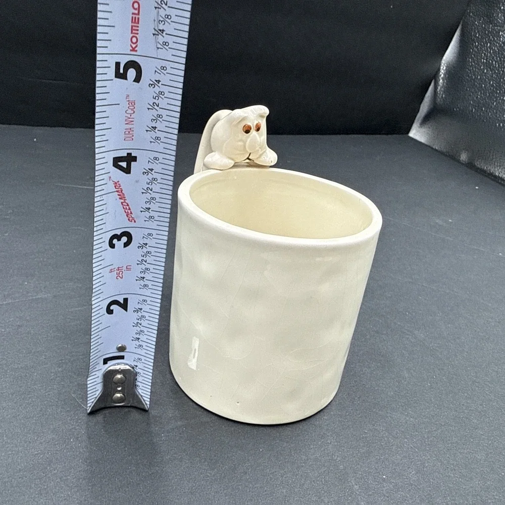 Vintage Catnap Mug Retired Fitz and Floyd 1977 Cat Peek Handle Fish in Bottom